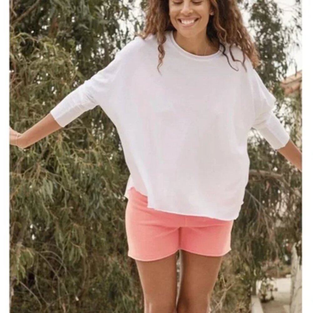 Frank & Eileen Anna Lighweight Jersey Capelet Tee Top in White Large